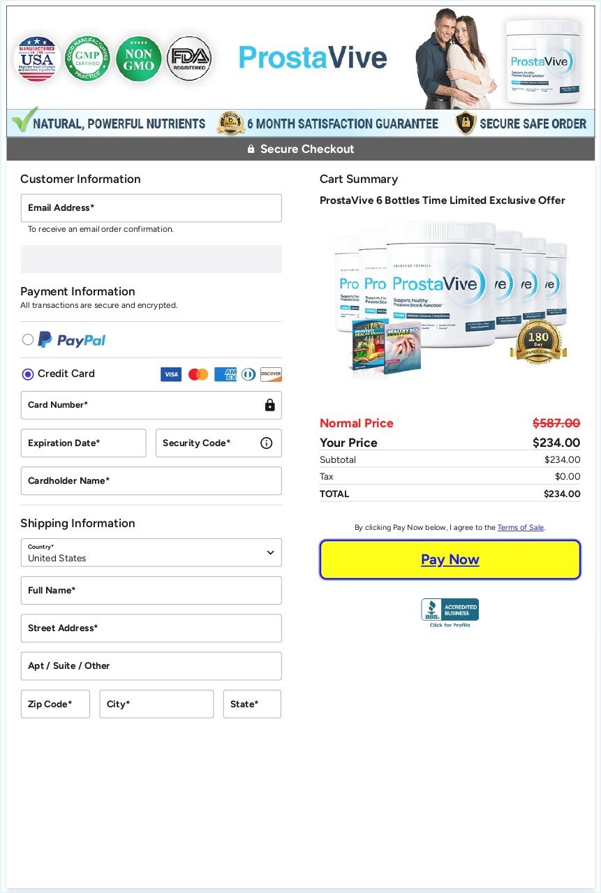 ProstaVive secure checkout button